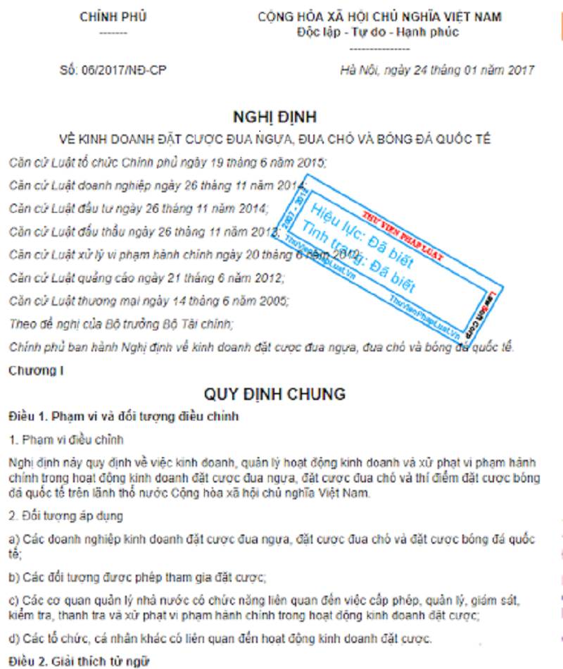 Việt Nam ban hành văn bản pháp luật cá độ bóng đá